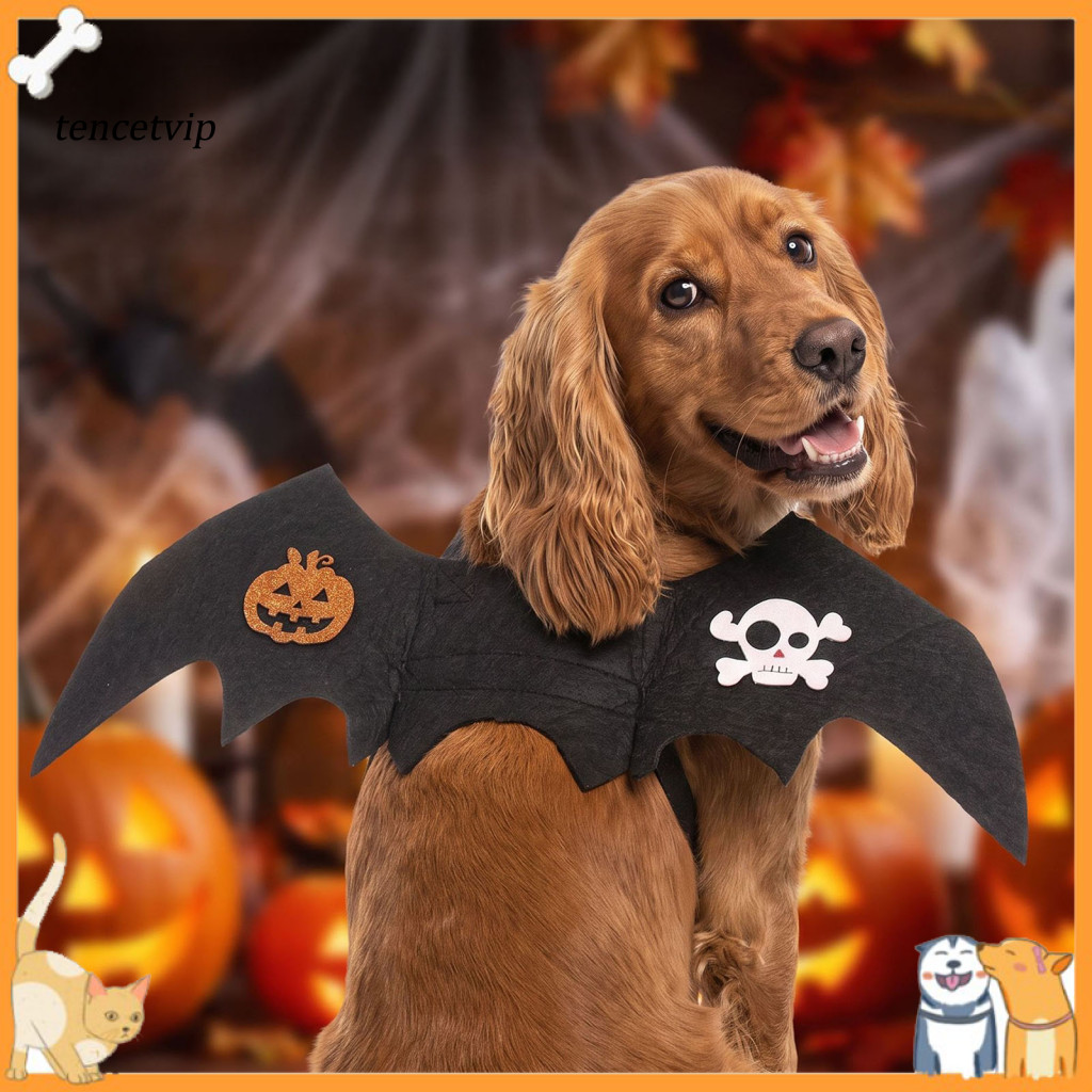 Halloween Pet Costume Spooky Dog Outfit Cat Bat Wings Adjustable Cute for Cats Dogs Holiday Party Cosplay Apparel for So
