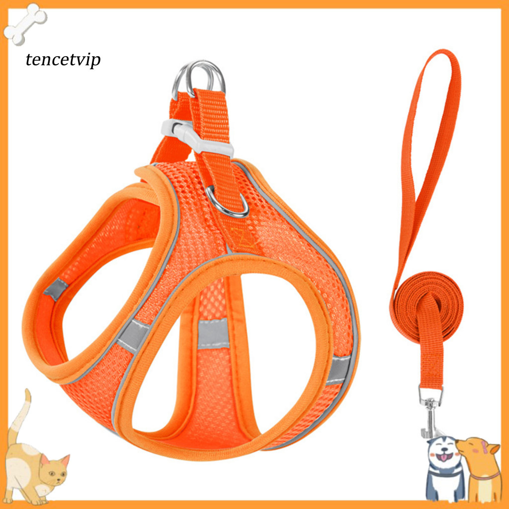 Quick Wear Cat Harness Adjustable Pet Reflective Vest for Dogs Cats Breathable Mesh Escape-proof Side-clip Comfortable S