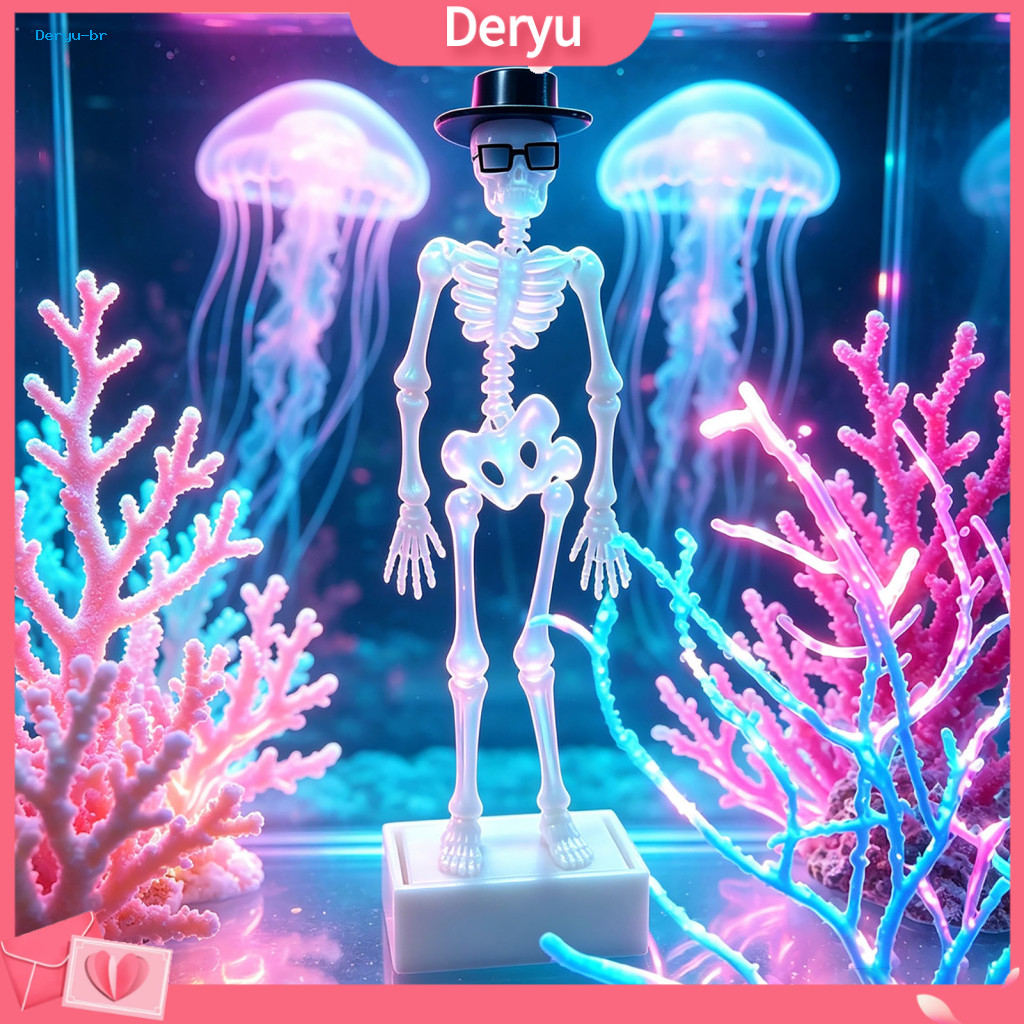 Dancing Skull Decor Aquarium Skeleton Decorations Bubbler with Adjustable Air Flow – 3d Printed Moving Hat for Southea
