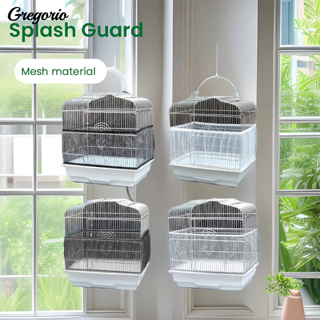 Mesh Birds Cage Cover Nylon Adjustable Birdcage Dustproof Net Skirt for Parrot Parakeet Macaw – Fits Round Square Cage