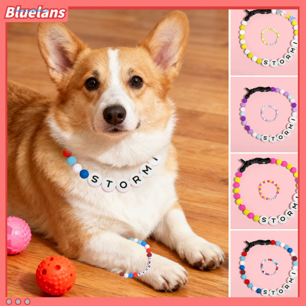 Eco-friendly Bead Jewelry Gradient Tone Bracelet 2 Pcs Adjustable Colorful Beads and Necklace Set with English Letter Pr