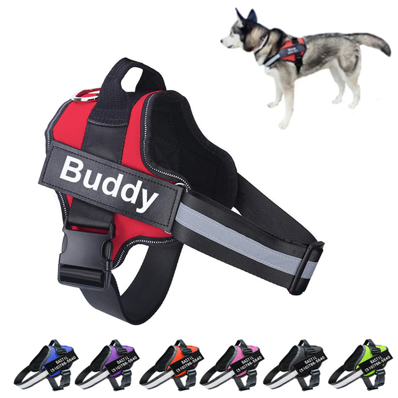 Adjustable Nylon Pet Dog Harness Heavy Duty Padded Customizable Collar Extra Large Medium Small Vest Supplies