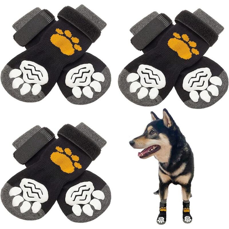 Anti-Slip Dog Socks Adjustable Pet Non-Slip Paw Protection with Paw Pattern for Puppy Dog Indoor Traction Control Wear o