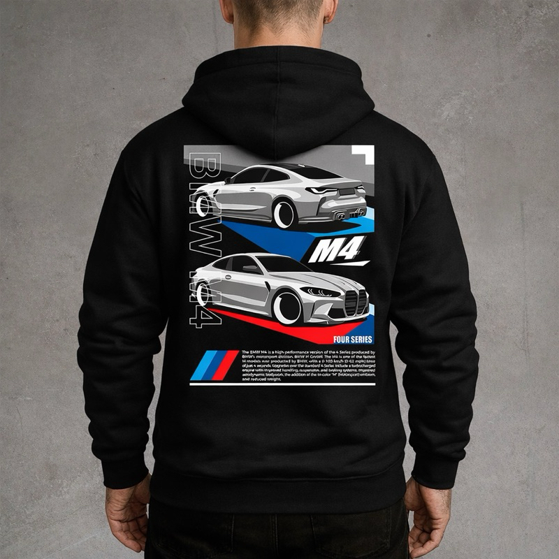 Moletom BMW M4 100% Algodão Premium Acabamento Estiloso Confortável Racing 3 Letras Estampa Digital Máxima Qualidade