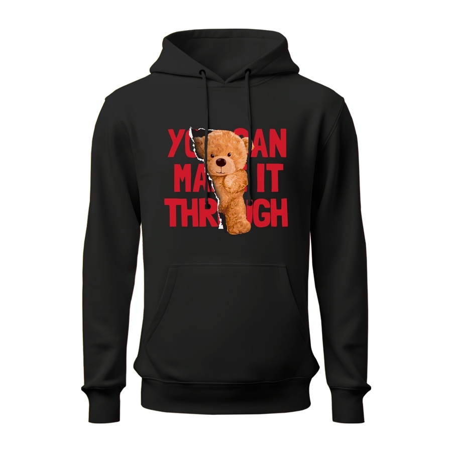 Blusa de Frio Agasalho Moletom Flanelado com Capuz Estampa Digital Unissex Envio Imediato Urso Versão Coreana Fofo