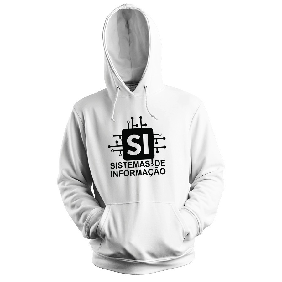 Blusa de Frio Moletom Flanelado com Capuz Estampa Digital Unissex Envio Imediato Faculdade Sistema de Informação