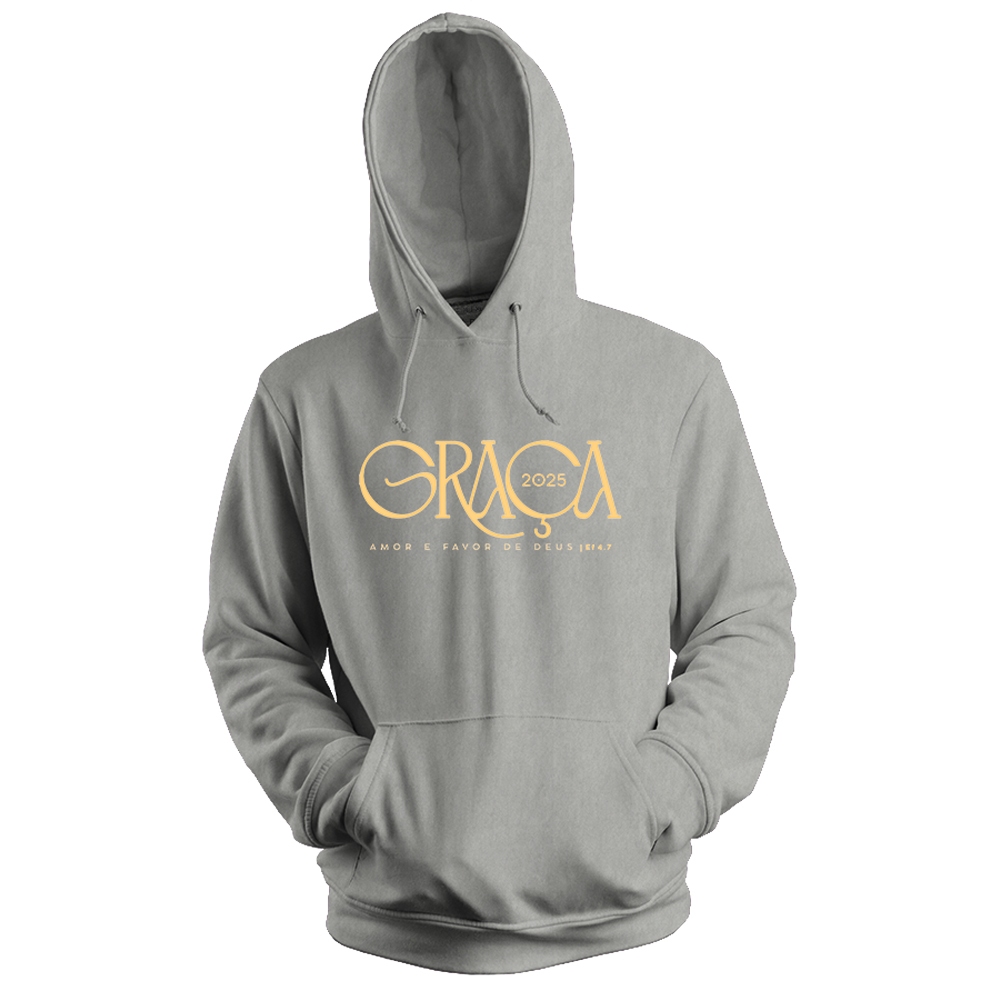 Blusa de Frio Moletom Flanelado com Capuz 100% Algodão Estampa Digital Unissex Envio Imediato Graça Cristão Evangelico