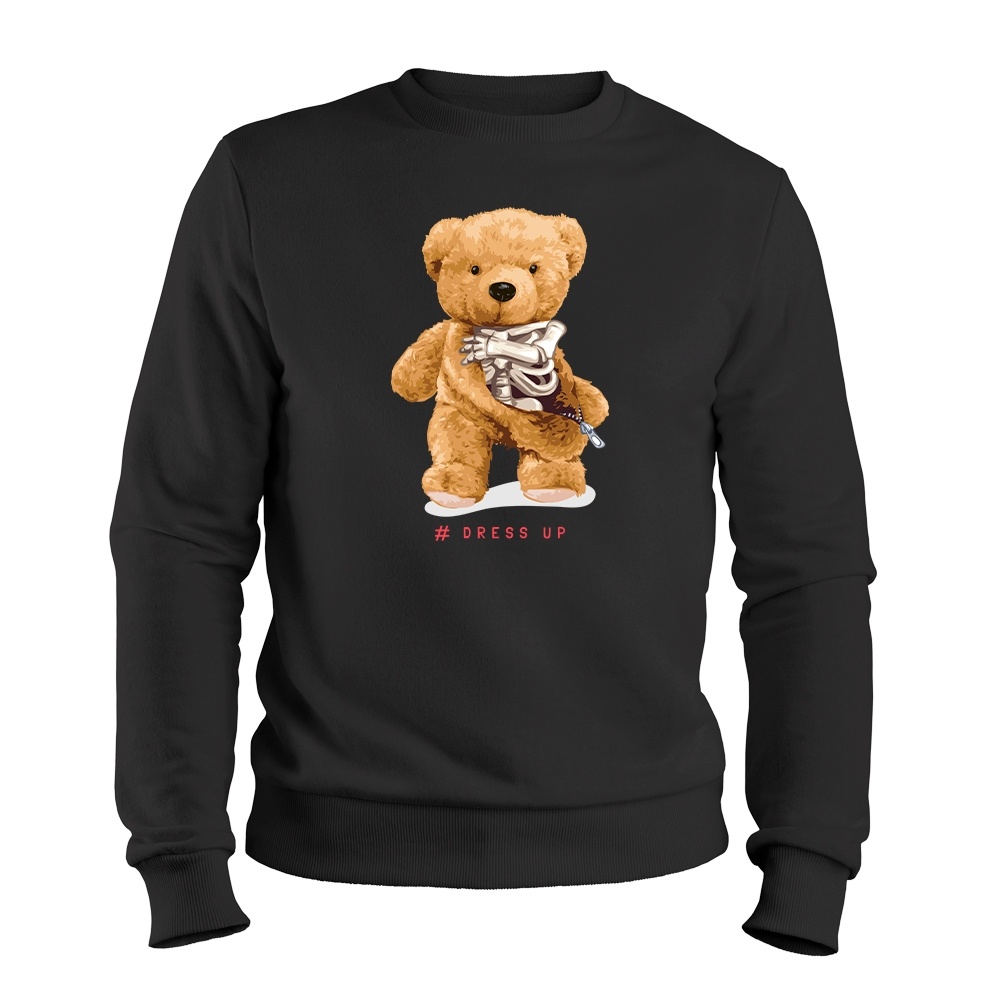Blusa de Frio Agasalho Moletom Gola Redonda Flanelado Estampa Digital Unissex Envio Imediato Urso Caveira