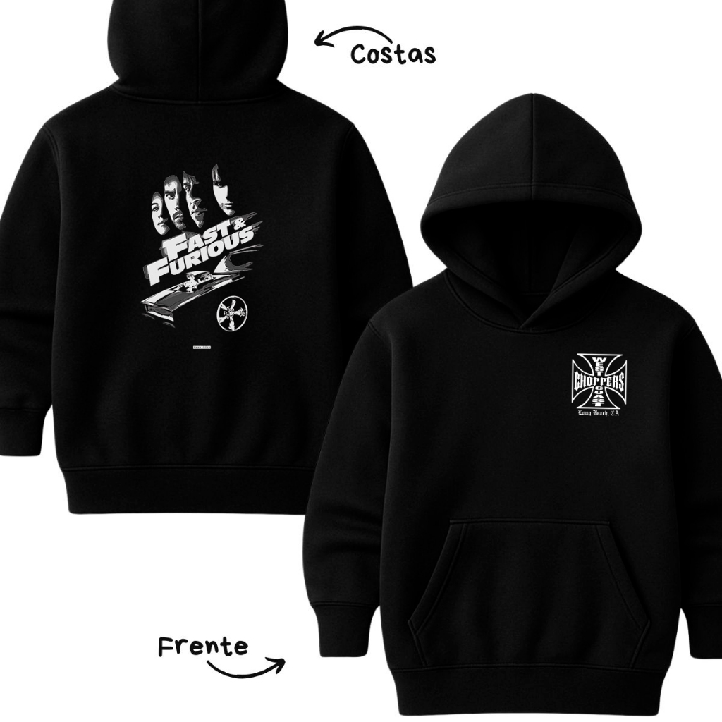 Moletom Canguru Fast & Furious Blusa De Frio Felozes & Furiosos Agasalho Infantil Unissex Menino Menina