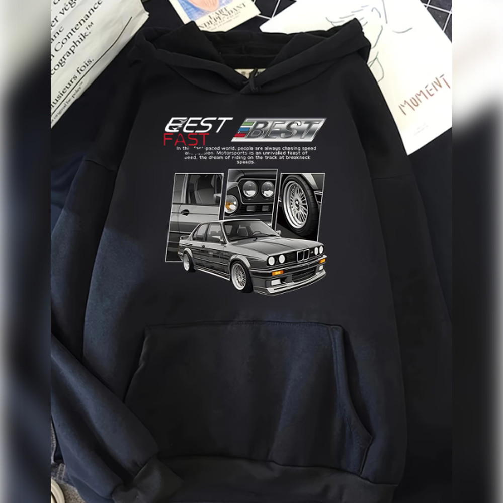 Moletom Masculino com Estampa Vintage de Carro - EST. FAST Estampa Retrô, Corte Regular, Es REF-4255