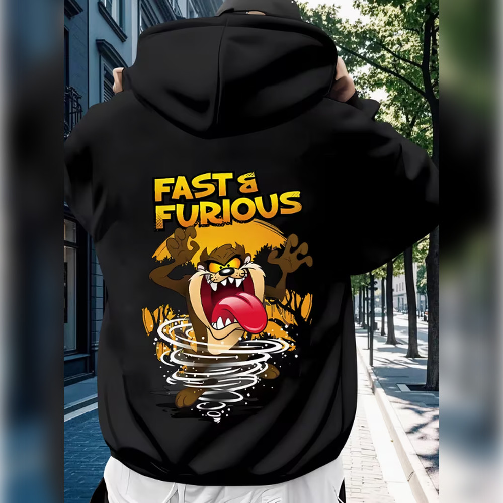 Camisola com Capuz para Homem Estilo Anime 'FAST & FURIOUS' com Estampa de Diabo Tasmaniano REF-5206