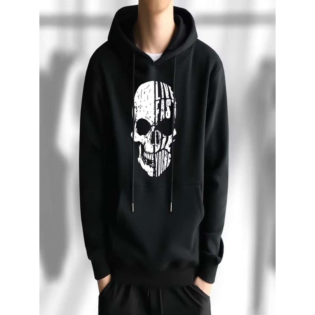 Blusa de Moletom Caveira Live Fast Streetwear  Premium Casaco Vintage Flanelado Quentinho Lançamento - Envio Imediato!