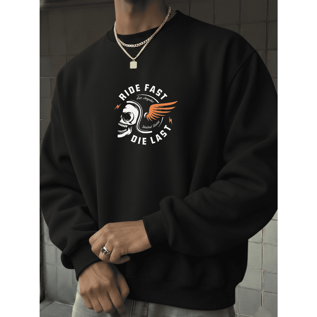 Moletom Masculino Básico Premium Gola Careca Flanelado Ideal para Dias Frios de Inverno Ride Fast