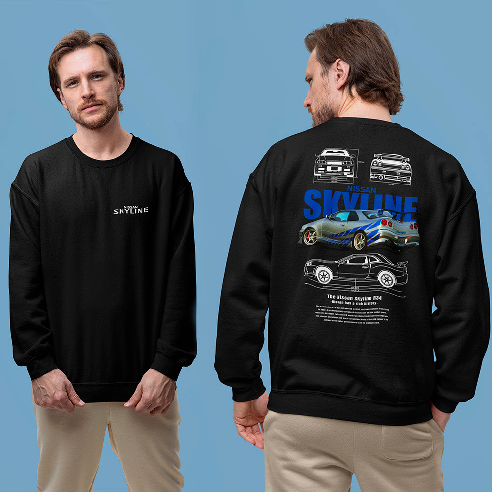 Blusa De Frio Nissan Skyline Brian O'Conner Moletom Gola Careca Felpado Flanelado The Fast Furious