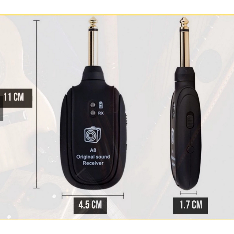 Transmissor Guitarra Violão Baixo Teclado Cabo P10 Sem Fio Wireless Uhf