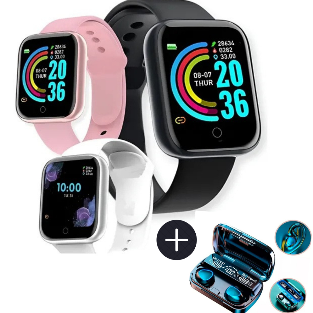 Kit Relógio Digital Smartwatch + Fone Sem Fio Premium Wireless