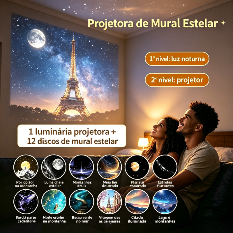 2-in-1 Starry Sky Projector, USB Wall Art Night Light with 12 Slides, Perfect for Bedroom Decor