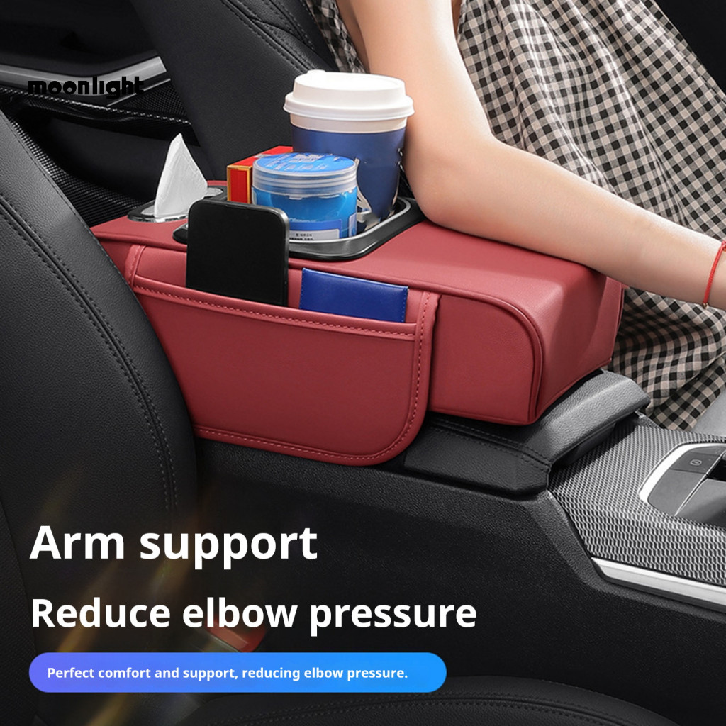 5-in-1 Car Armrest Organizer with Tissue Holder Usb Charging Port Ambient Light and Storage Box – Portable for Most Ve