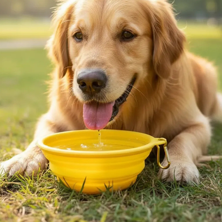Comedouro/bebedouro Pet Retrátil Silicone Portátil C/ Gancho