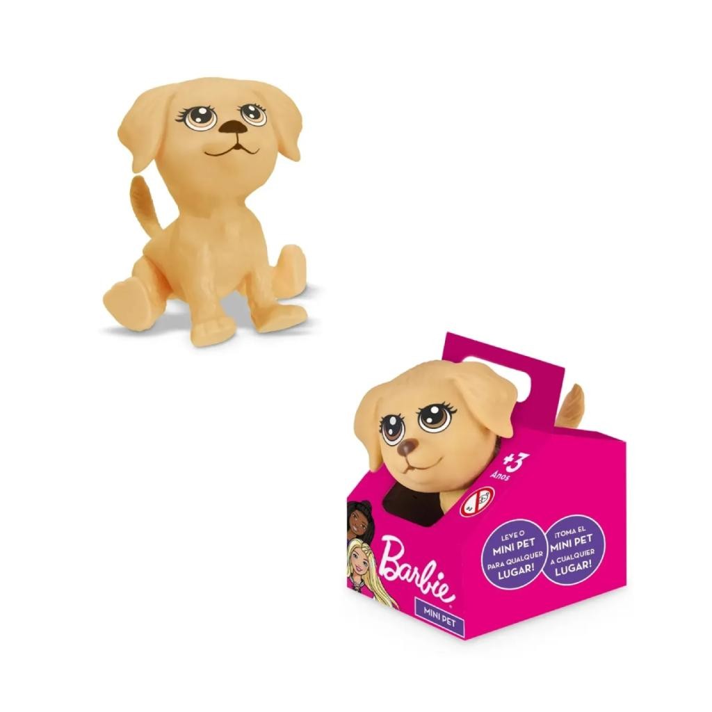 Mini Pet Taffy da Barbie - Cachorrinho de Vinil com Casinha Temática para Brincadeiras