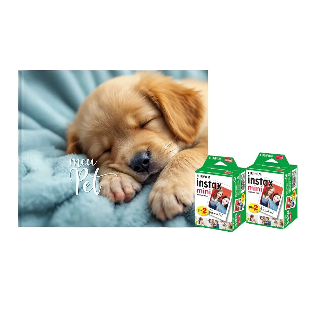 Kit 40 Fotos Instax Mini Fujifilm + Álbum Meu Pet Dog