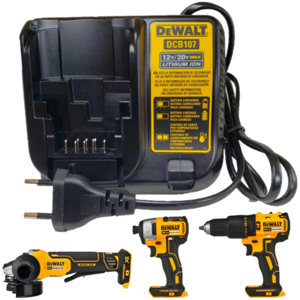 100% Original DCB107 Dual Voltage 12V/20V Charger for Electric Drill and Impact Wrench