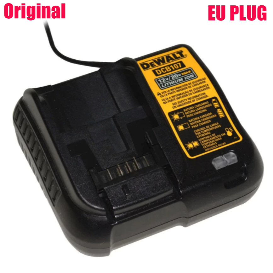 100% Original DCB107 Dual Voltage 12V/20V Charger for Electric Drill and Impact Wrench
