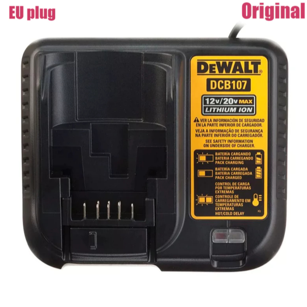 100% Original DCB107 Dual Voltage 12V/20V Charger for Electric Drill and Impact Wrench