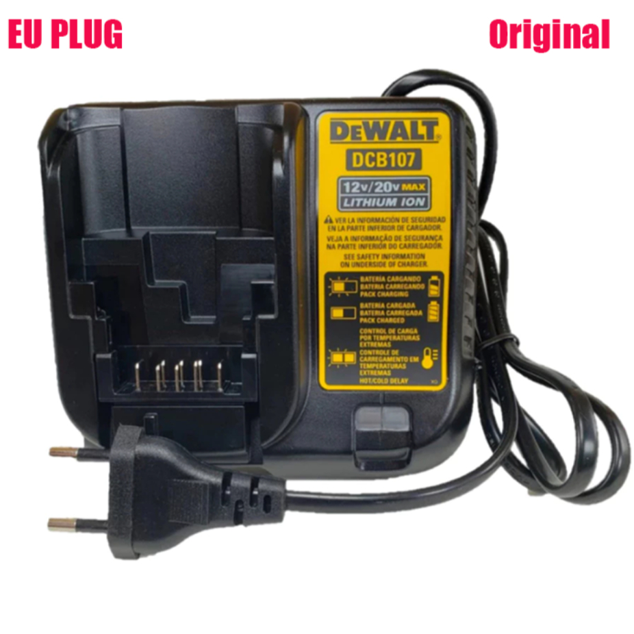 100% Original DCB107 Dual Voltage 12V/20V Charger for Electric Drill and Impact Wrench