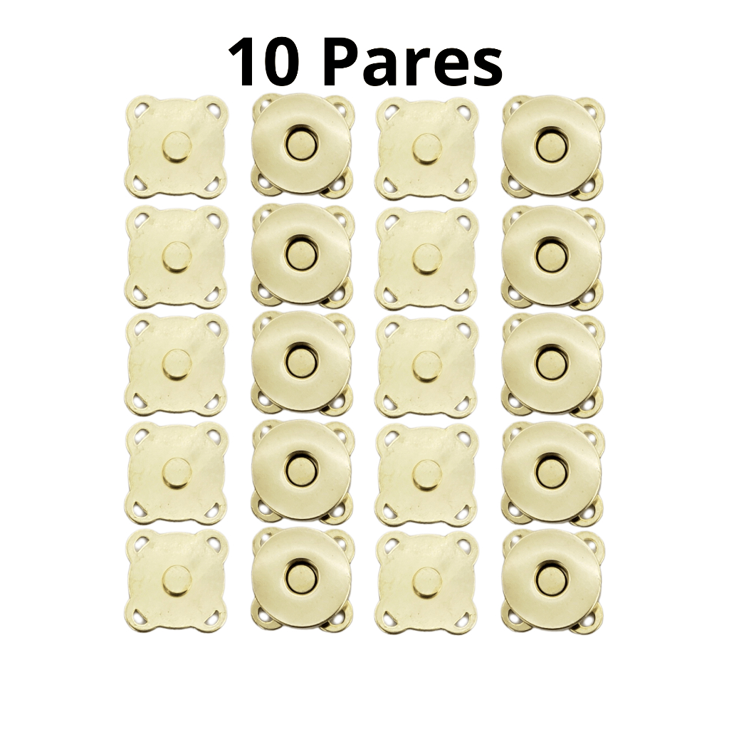 Kit 10 Botao imantado magnetico de costura 14mm ou 18mm Dourado para bolsas carteiras casacos e outros
