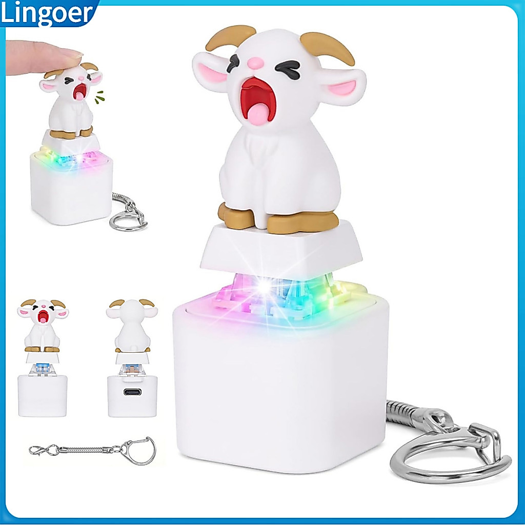 1/2/3pcs Screaming Goat Keyboard Fidget Toy Rechargeable Sheep Finger Clicker with Light Sound Animal Push Button Stress