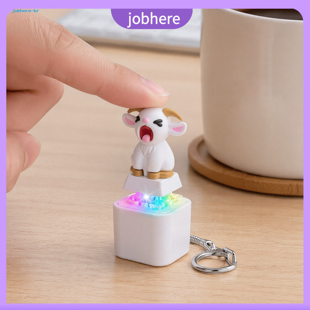 Mechanical Keyboard Fidget Toy Stress Relief 1 or 2 Pcs Keychain Rechargeable Goat Cat Finger Clicker with Led Light and