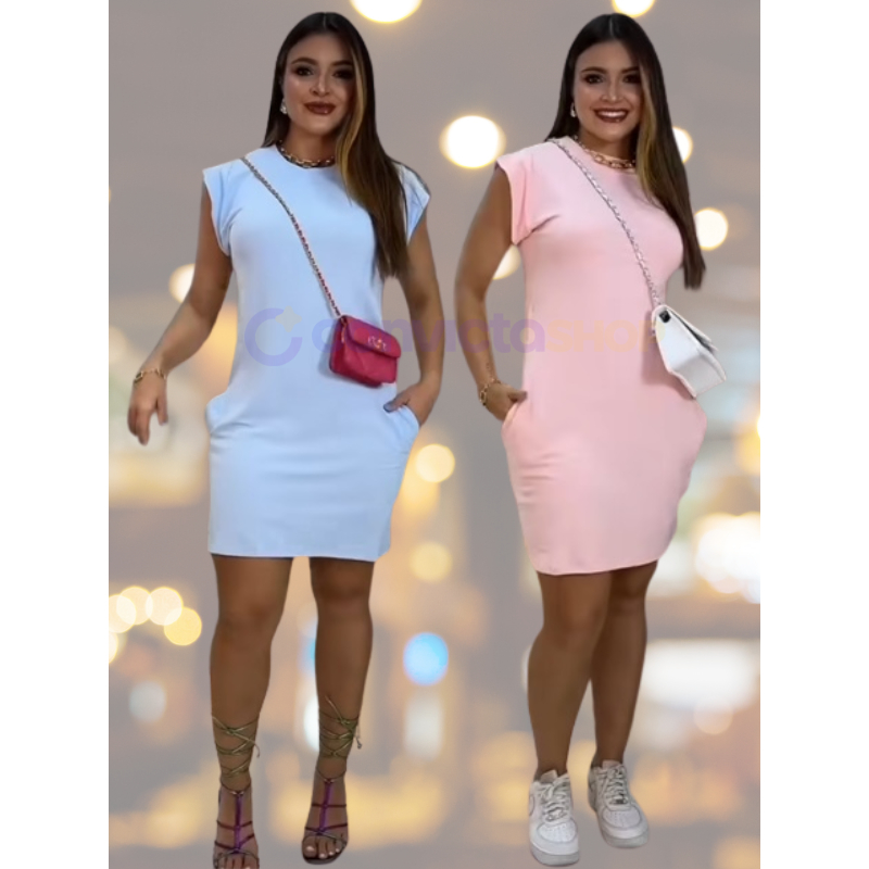 Vestido  Muscle dress Moletinho com Bolso - Soltinho não é Transparente tecido Premium sem Manga e Moderno moda Verão