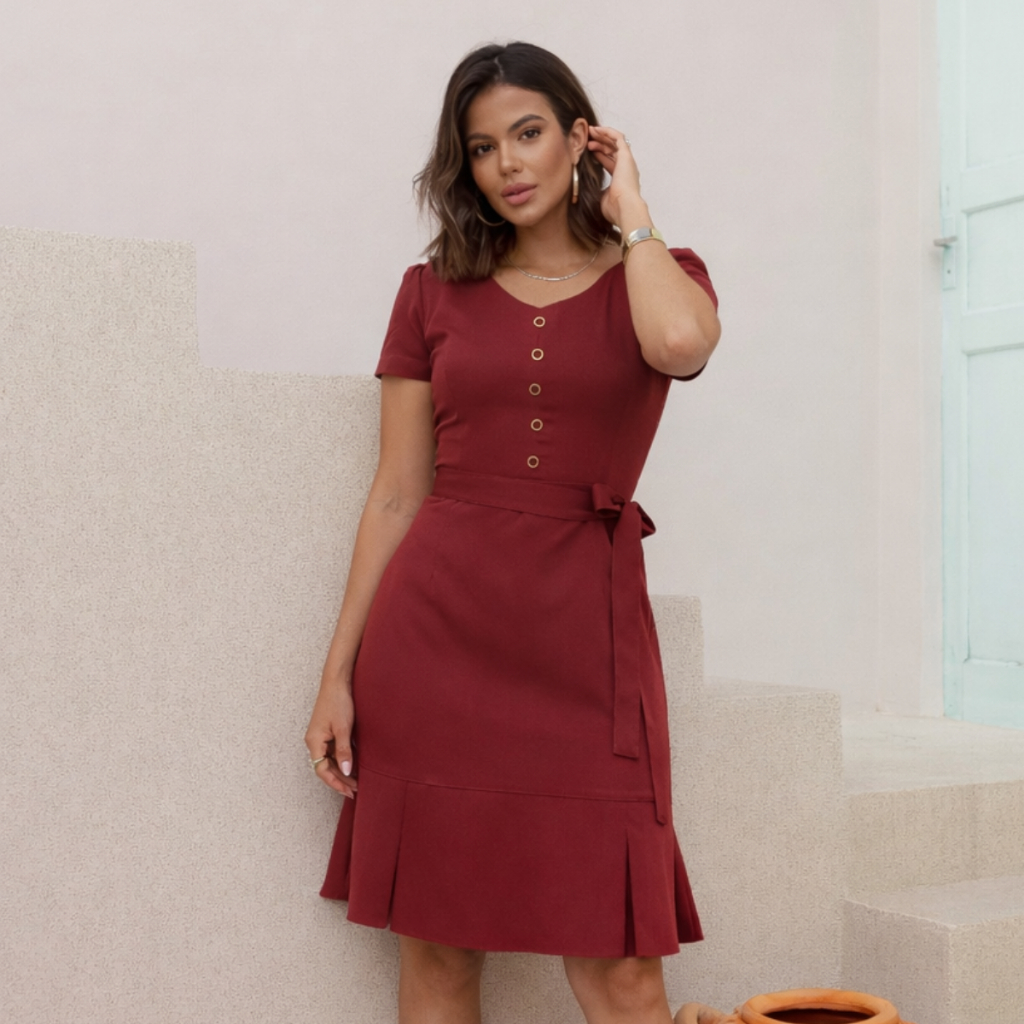 Vestido Moda Evangélica Evasê Crepe Alfaiataria Elegantes Dress Feminina gospel Cristã Premium