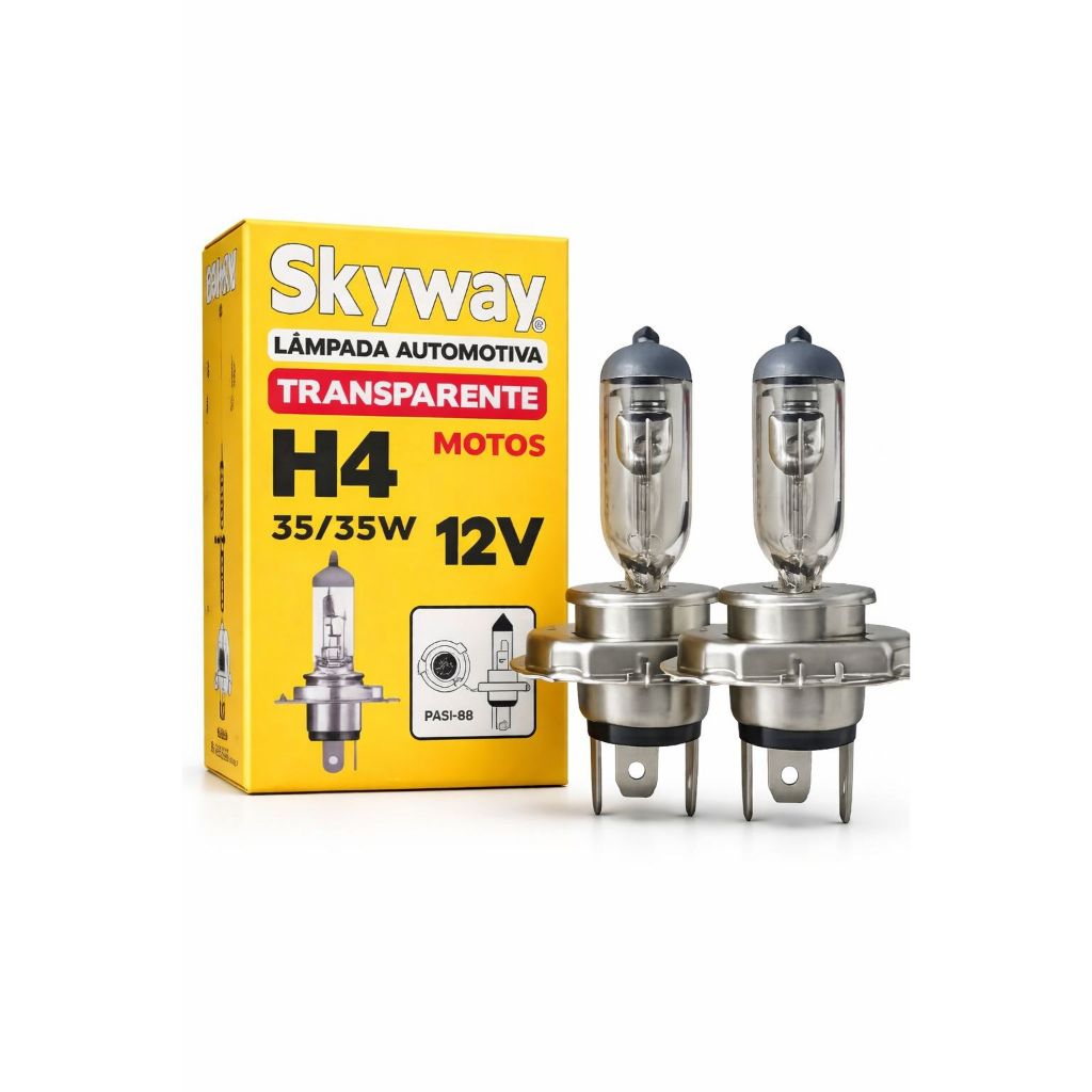 2 Lampadas para moto H4 transparente 35/35w 12v Premium