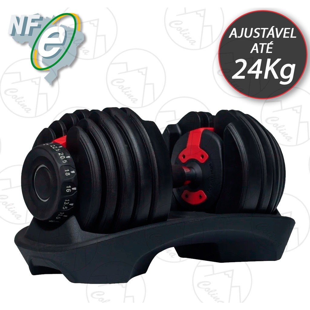 Halter Smart Dumbbell Ajustável 2.5 até 24kg Para Academia Musculação Regulável Peso Anilhas Nano Shop