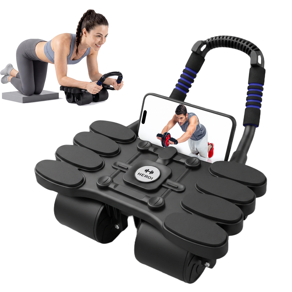 Roda Abdominal HEROI Smart Rebound | 4 rodas constantes como Taishan | Vem com suporte para celular + joelheiras | Linha
