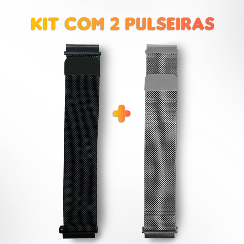 Kit 2 Pulseiras Magnética Para Smartwatch Relógio Inteligente 20mm/22mm Com NF Envio Imediato