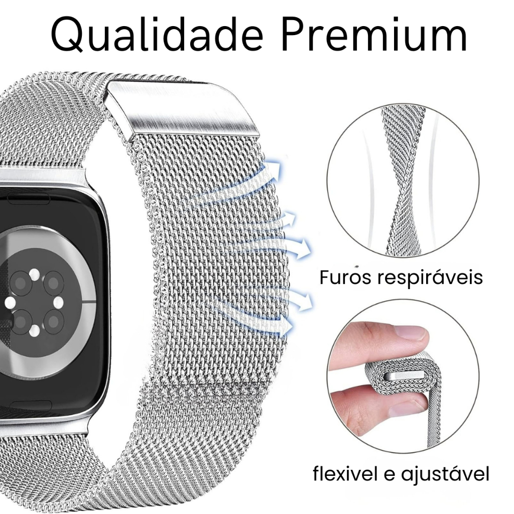 Pulseira Loop Milanese Metal Aço Para Apple Watch Smartwatch 38mm 40mm 42mm 44mm 45mm 49mm
