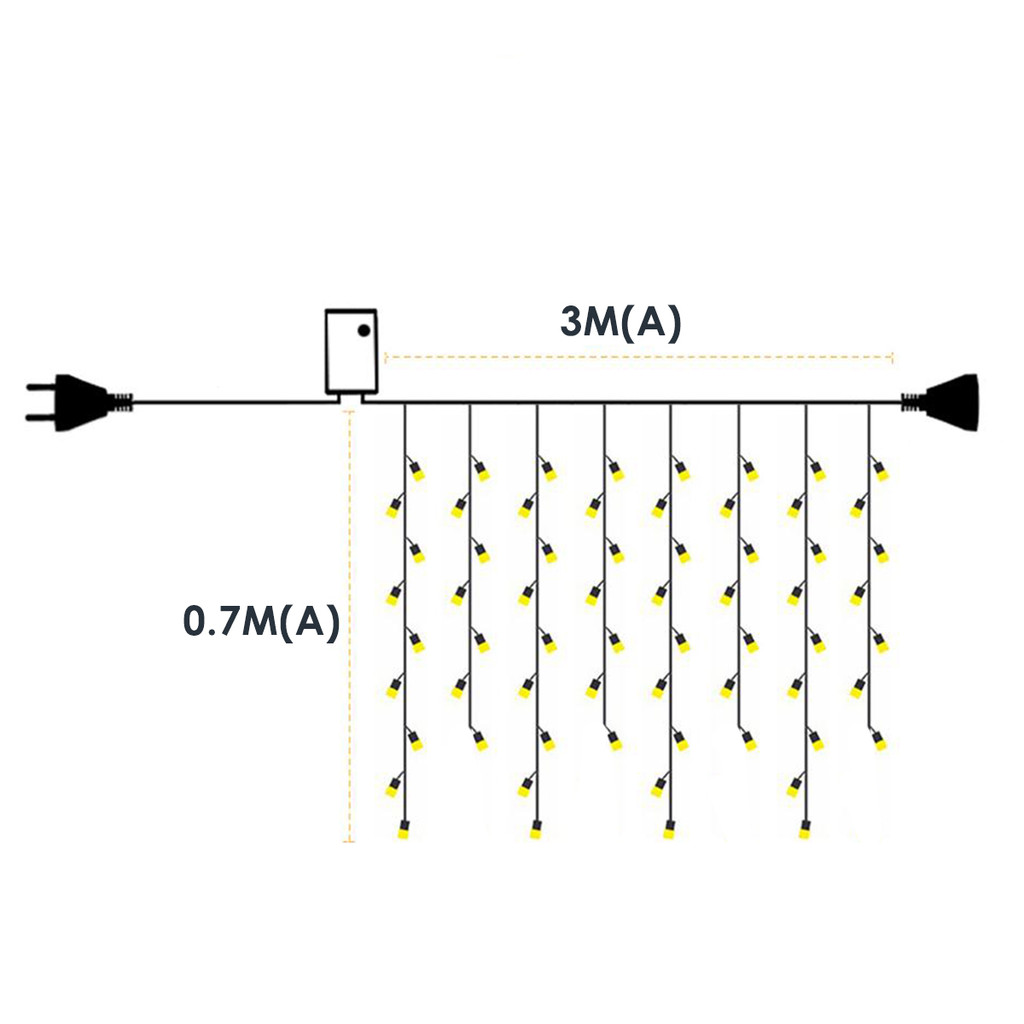 Pisca LED Cascata 100L Amarelo Decoração Iluminação Premium Original Profissional Top Durável Resistente Prático