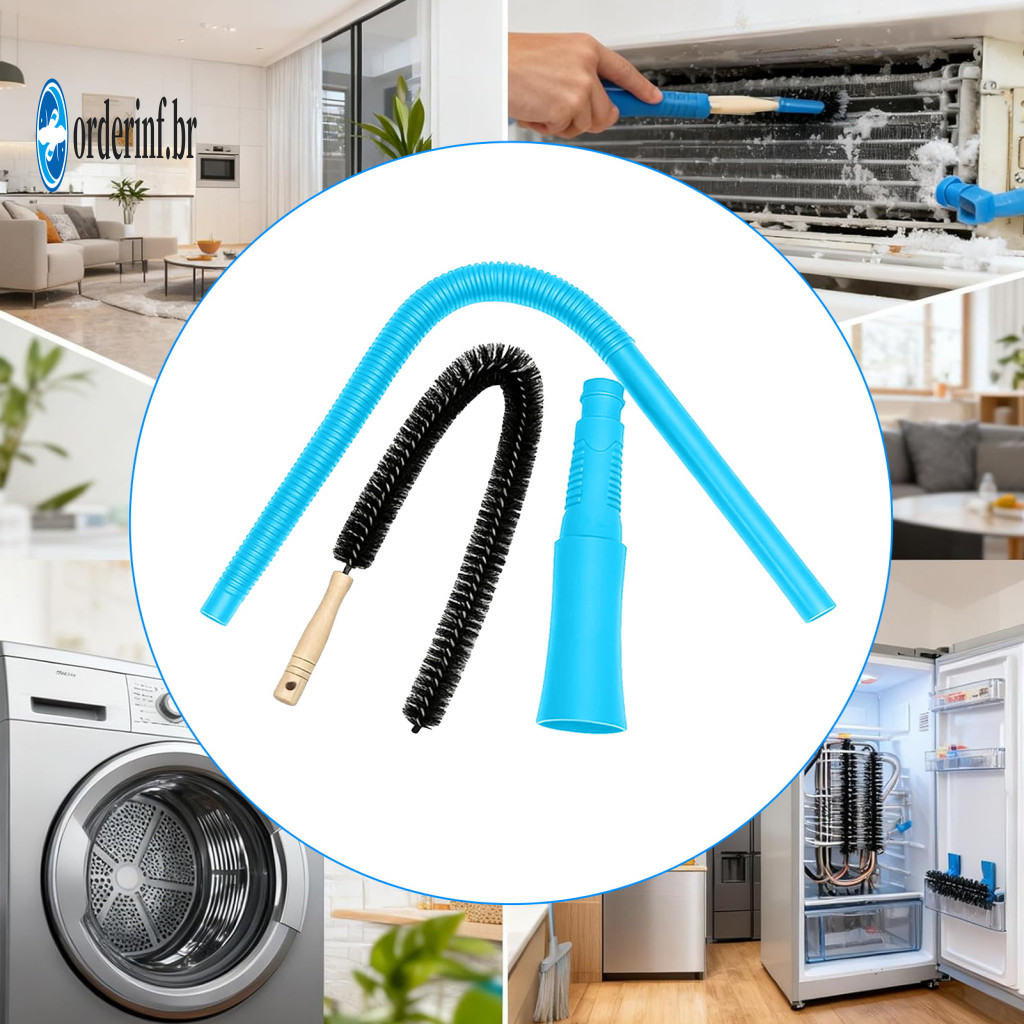 Clean Vacuum Hose Tool Durable Cleaner Accessory Vent Duct with Flexible Ergonomic Handle Spiral Metal Brush Head – Ea