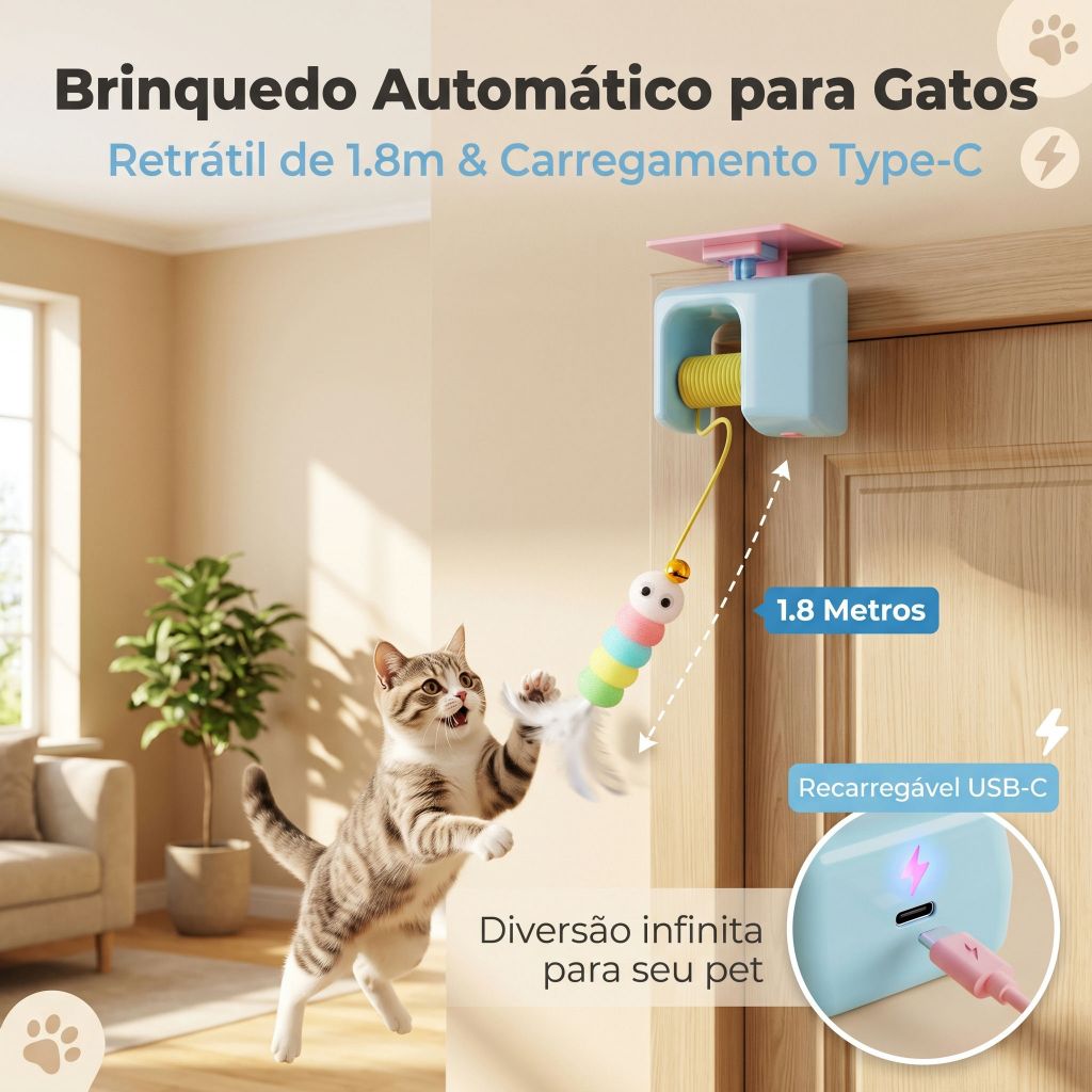 Smart Electric Cat Toy, Automatic Rotating Elastic Rope for Door Hanging, Stress Relief