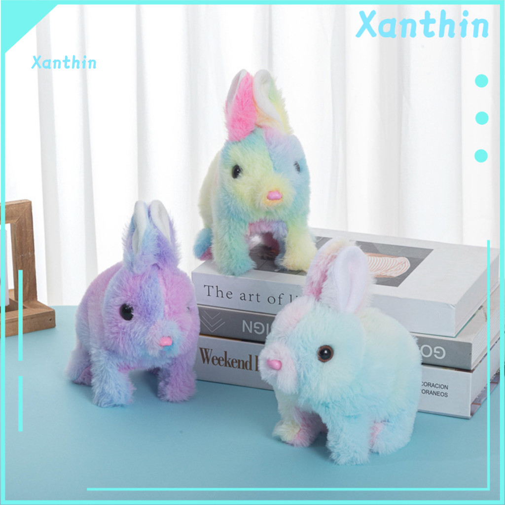 Plush Rabbit Doll Electric Toy with Realistic Hopping Walking Talking Bunny Carrot – Soft Stuffed Electronic Pet for K