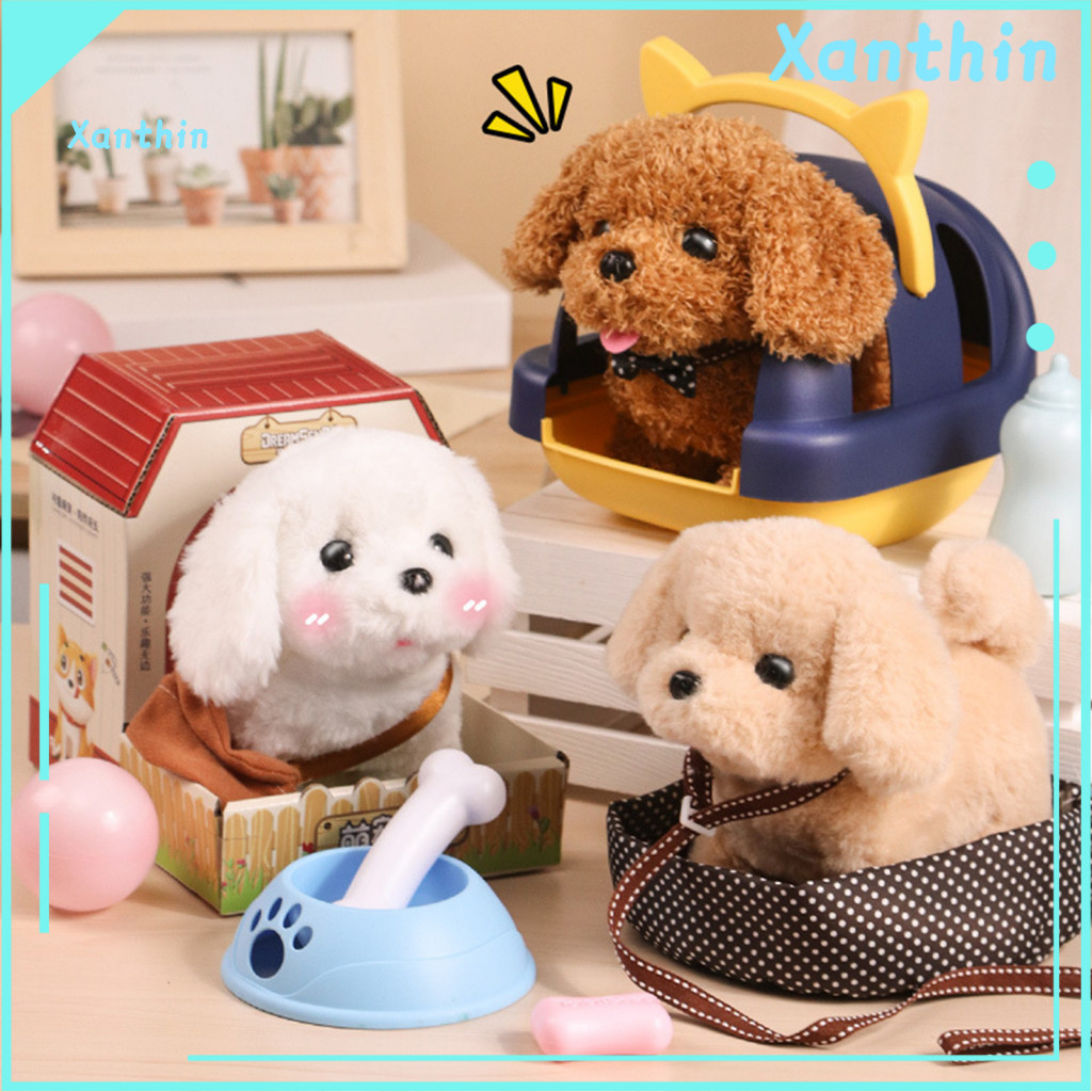 Electric Plush Puppy Toy Pretend Play Pet Care Set 1 Kids Dog with Accessories – Walking Plushie for Toddlers Boys Gir