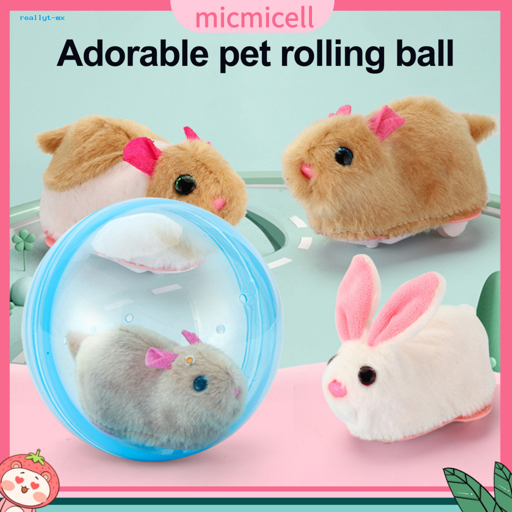 Battery Operated Pet Toy Rolling Ball with Rabbit Electric Automatic Hamster Plush – Simulation Fun Gift for Toddlers