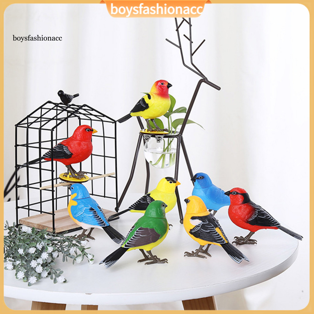 Electric Simulation Bird Toy with 3 Standing Bases Sound Motion Activated Fake Movable Mouth Head Realistic for Kids and