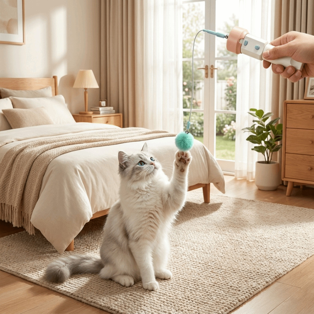 FALLFORBEAUTYEJ Electric Cat Teaser , Varinha De Gato Interativa Retrátil USB De Entretenimento , Jogo Automático
