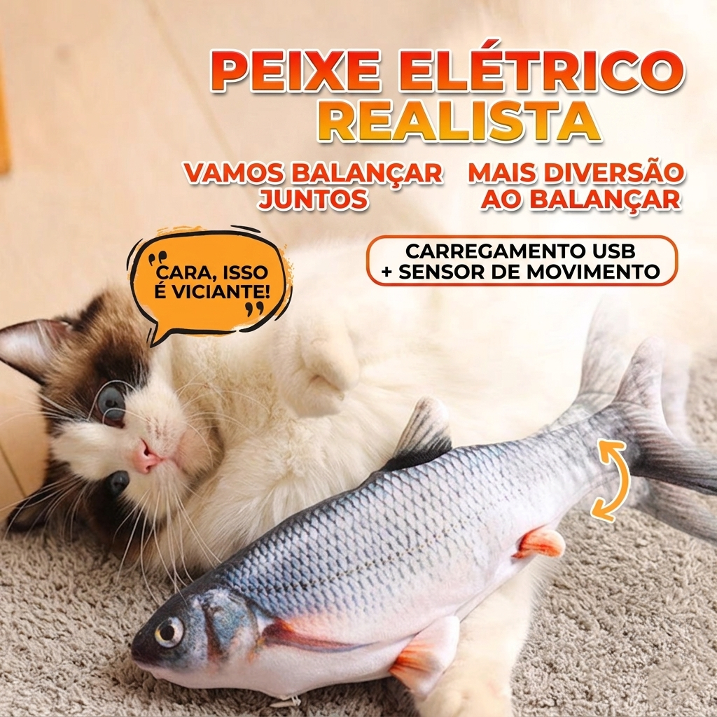 Interactive Cat Toy Electric Fish Dogs USB Recarregável