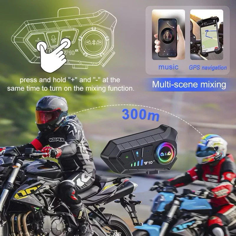 Fone de Ouvido moto Capacete Chamadas Mãos Livres Motocicleta Sem Fio Bluetooth 5.3 IPX6 á prova de água- envio rápido