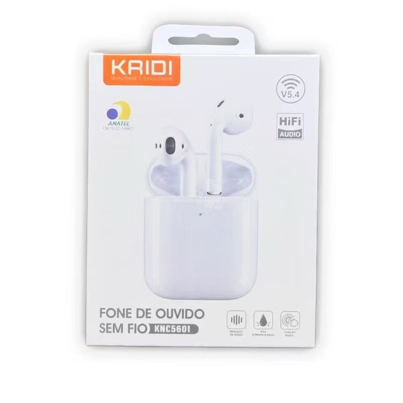 Fone Estilo AirPods Sem Fio Tws Bluetooth 5.4 Original HIFI IPX4 A Prova Da agua —KAIDI KNC5601/5602/5603